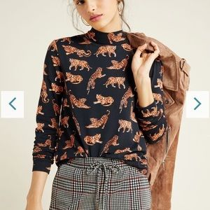 RARE Maeve Knit Tiger Mock Neck Turtleneck